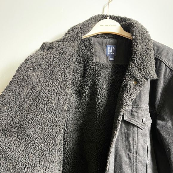Gap Denim Jean Jacket Black Warm Mens Size Medium - Picture 9 of 11